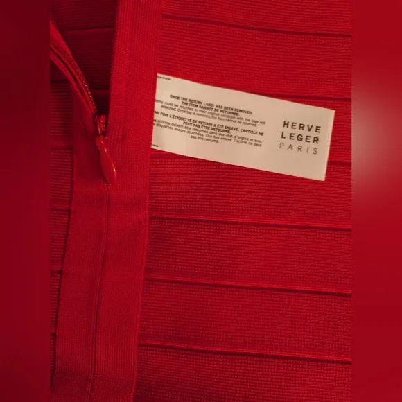 NWT Rio Red HERVE LEGER The MARIA Dress Icon Sculpted Bandage Midi Bodycon XXS - Picture 14 of 15